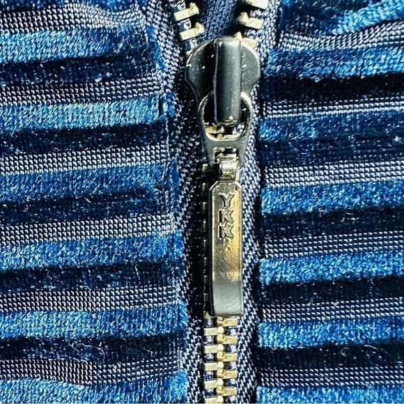 NWT Adrianna Papell Women’s Sz 10 Blue Sheer Shimmer Velvety Long Sleeve Dress - Picture 6 of 8